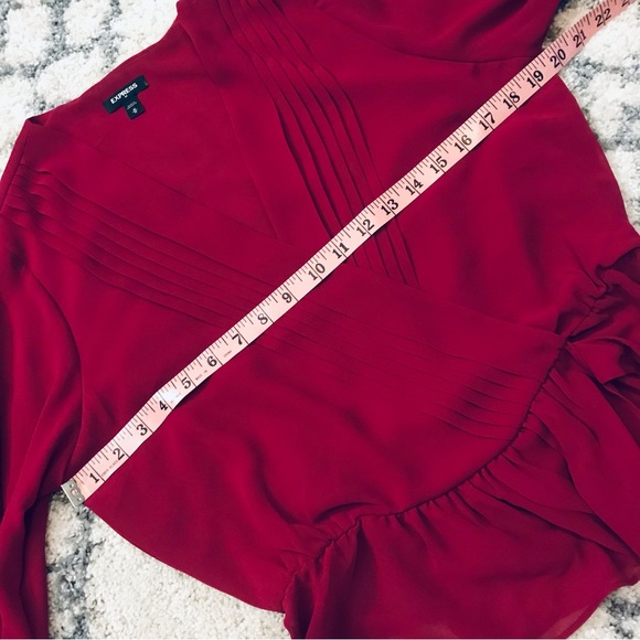 Express Raspberry Pink Wrap Blouse - Picture 9 of 11